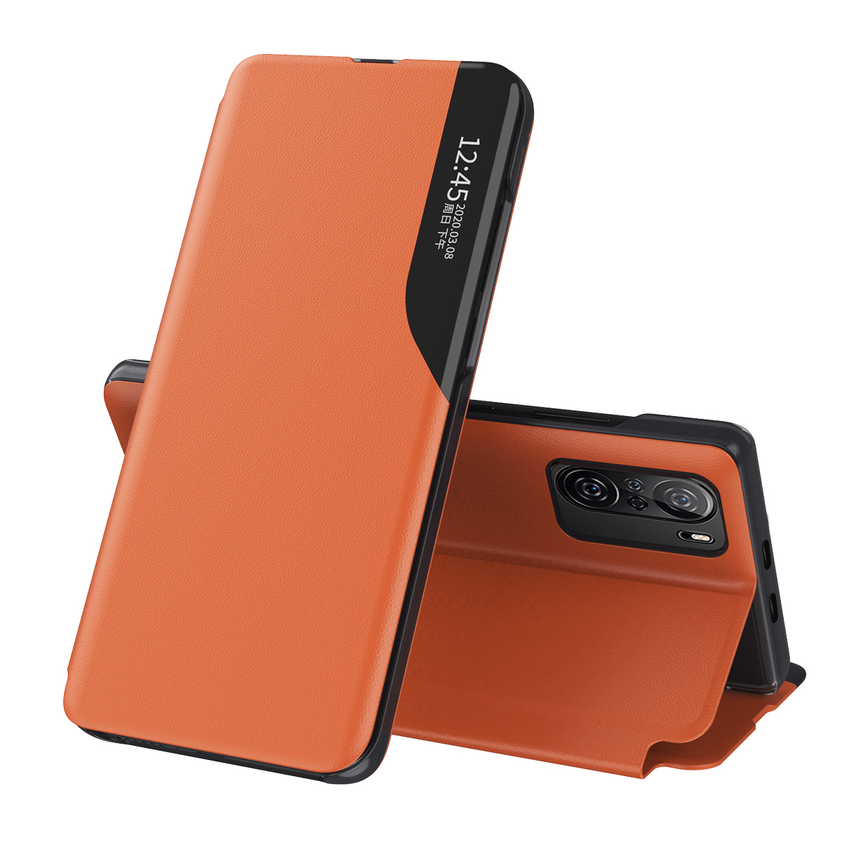 

Fenster Flip -hülle Für Xiaomi Redmi K40/K40 Pro Leather Telefonschalenständer - Orange, Xiaomi Redmi K40