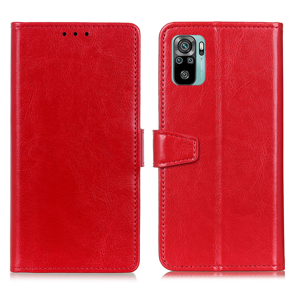 

Brieftasche Stand Design Leder Hülle Telefonschutzschale Für Xiaomi Redmi Note 10 4G/Note 10s - Rot, Xiaomi Redmi Note 10 4G