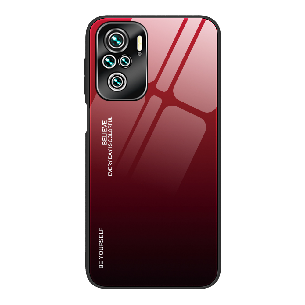

Farbgradientenmuster Temperiertes Glas Telefon Zurück - Rot / Schwarz, Xiaomi Redmi Note 10 4G
