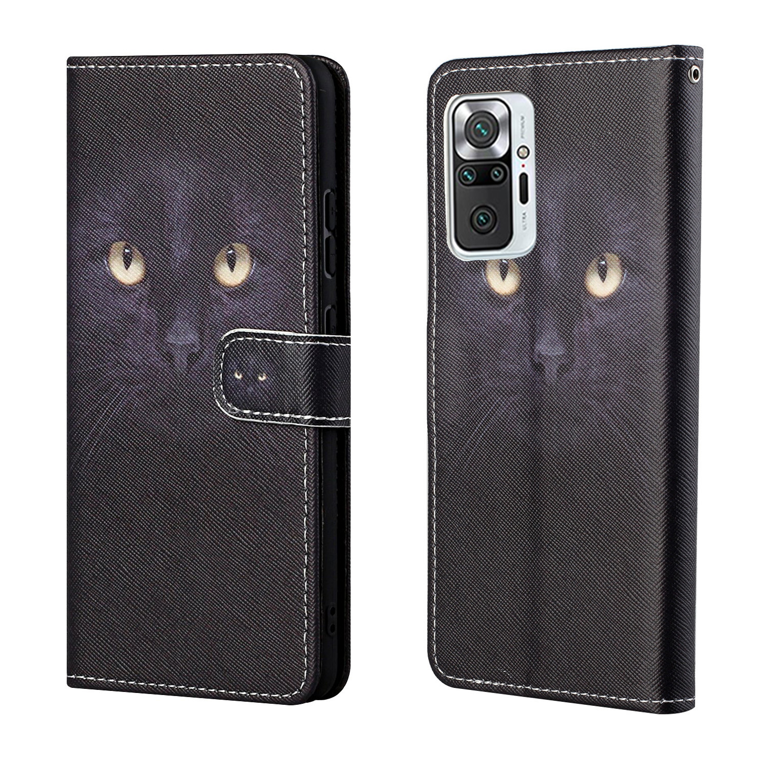 

Musterdruck Brieftasche Kreuzung Textur Ledertuap - Katzengesicht, Xiaomi Redmi Note 10 Pro Max 4G