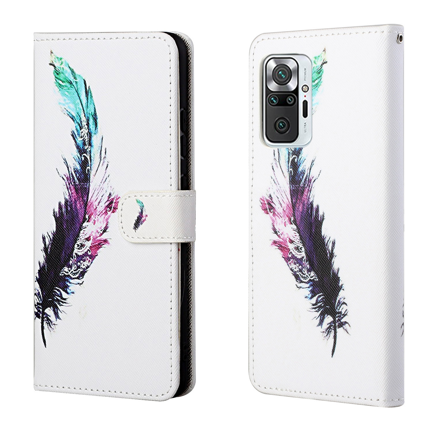 

Musterdruck Brieftasche Kreuzung Textur Ledertuap - Feder, Xiaomi Redmi Note 10 Pro Max 4G
