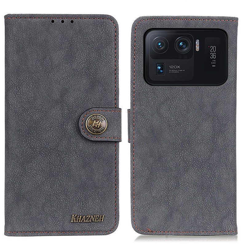 

Khazhen Vantage Textured Stand Wallet Split Leder Telefon Fall Für Xiaomi Mi 11 Ultra - Grau, Xiaomi Mi 11 Ultra