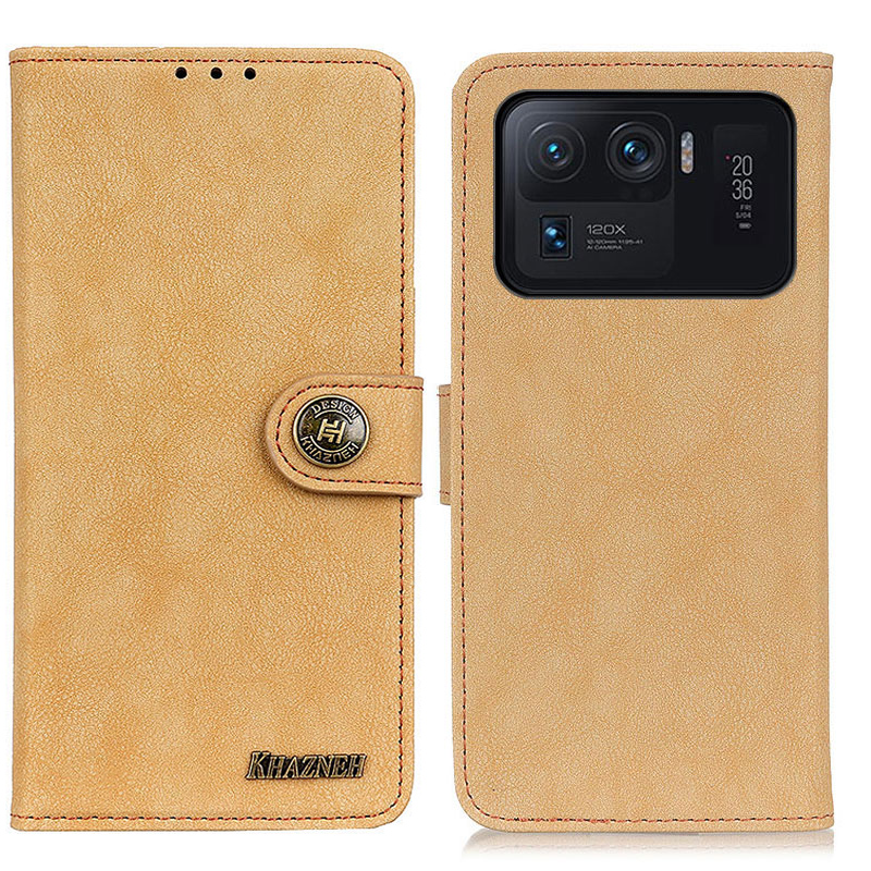 

Khazhen Vantage Textured Stand Wallet Split Leder Telefon Fall Für Xiaomi Mi 11 Ultra - Khaki, Xiaomi Mi 11 Ultra
