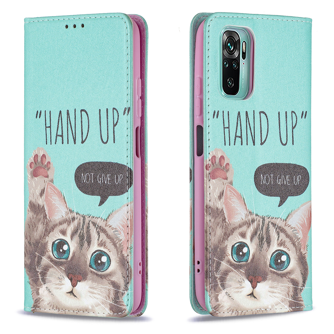 

Auto-absorbiertes Stilvolles Musterdruckpuder Pu-lederhülle Mit Brieftaschenstand Design Für Xiaomi Redmi Note 10 4G/Note 10s - Katze, Xiaomi Poco M5s 4G