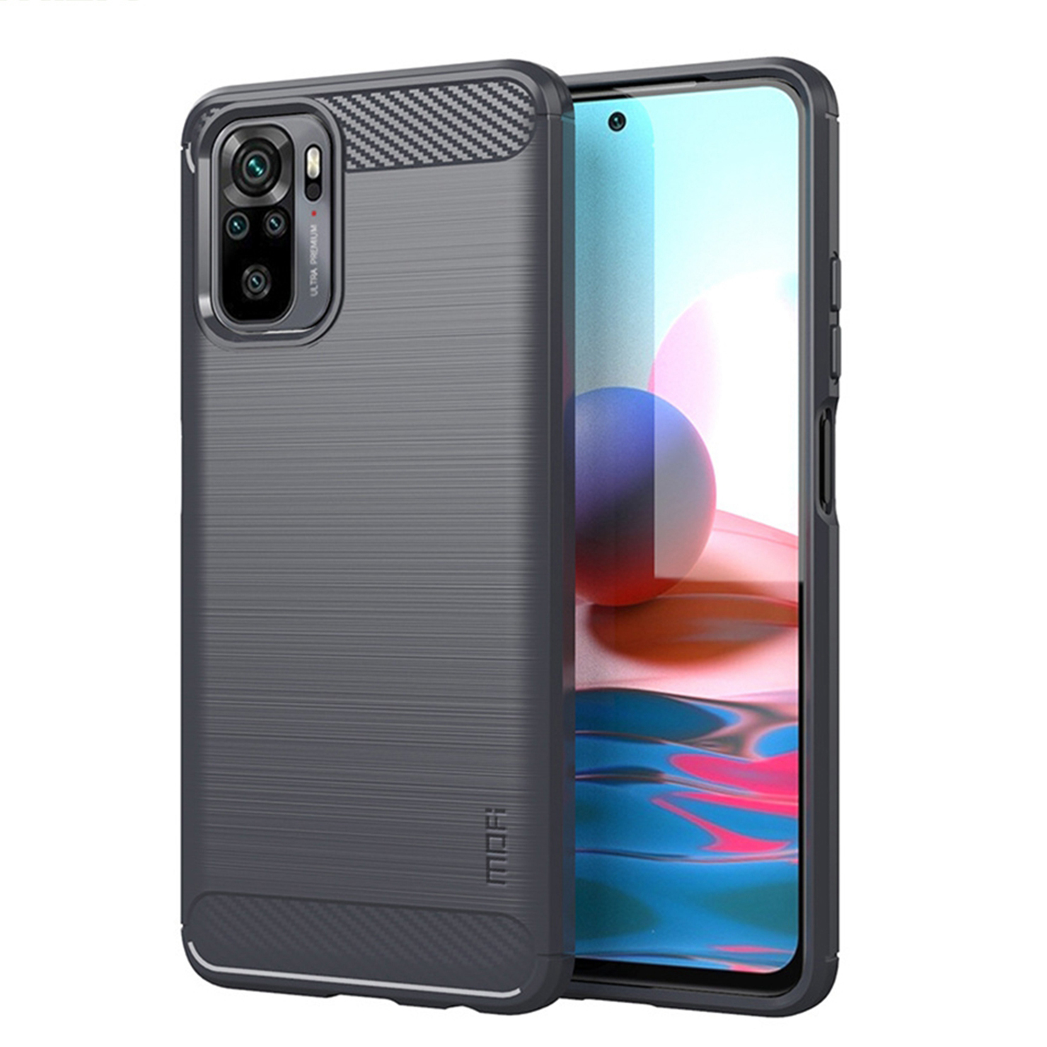 

MOFI Carbonfaser -tpu -abdeckung Für Xiaomi Redmi Note 10 4g / Redmi Note 10s - Grau, Xiaomi Redmi Note 10 4G