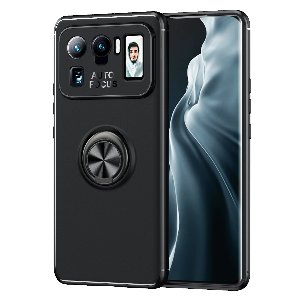 

Metallring-kickstand-tpu-abdeckung [eingebautes Magnetblatt] Für Xiaomi Mi 11 Ultra - Schwarz, Xiaomi Mi 11 Ultra