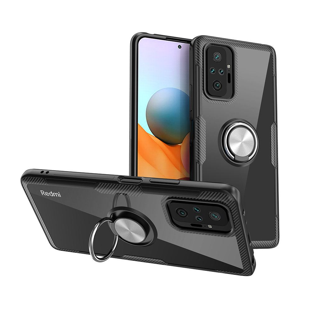 

Kickstand PC + TPU Hybrid-hülle [eingebaute Metallblech] Für Xiaomi Redmi Note 10 Pro/Note 10 Pro Max - Schwarz / Silber-
