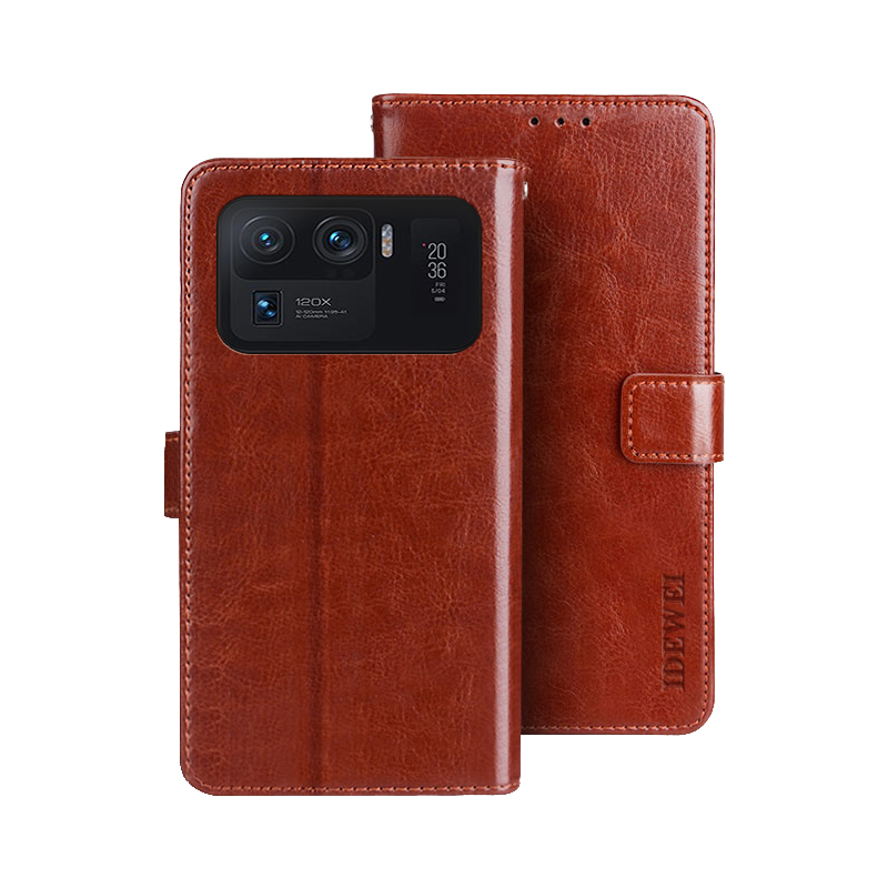 

IDEWEI Crazy Horse Textur Stand Wallet Mobiltelefon Ledertasche Für Xiaomi Mi 11 Ultra - Braun, Xiaomi Mi 11 Ultra