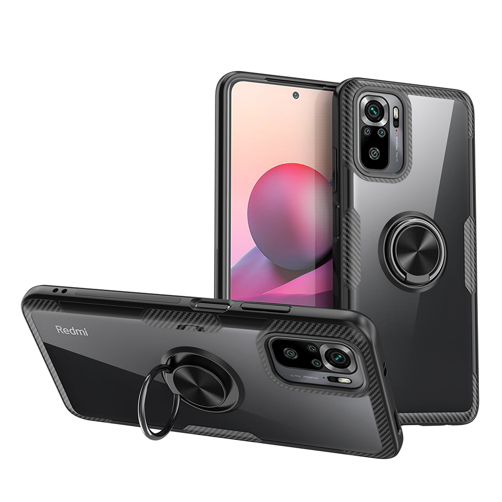 

Fingerring [eingebaute Metallblech] Löschen Sie PC + Tpu-telefonabdeckung Für Xiaomi Redmi Note 10 4G/Note 10s - Schwarz, Xiaomi Redmi Note 10 4G