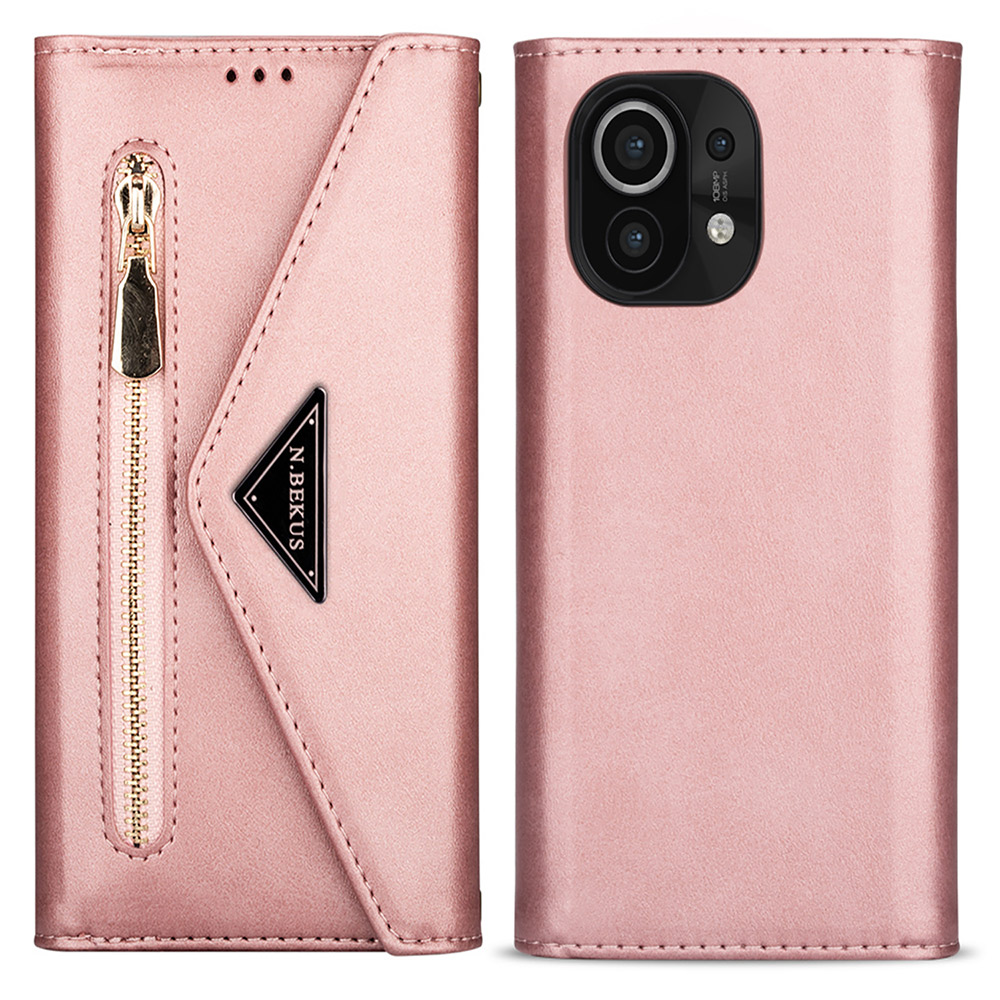 

Leder Reißverschluss Brieftasche Telefonhülle Mit Riemen Für Xiaomi Mi 11 - Roségold, Xiaomi Mi 11
