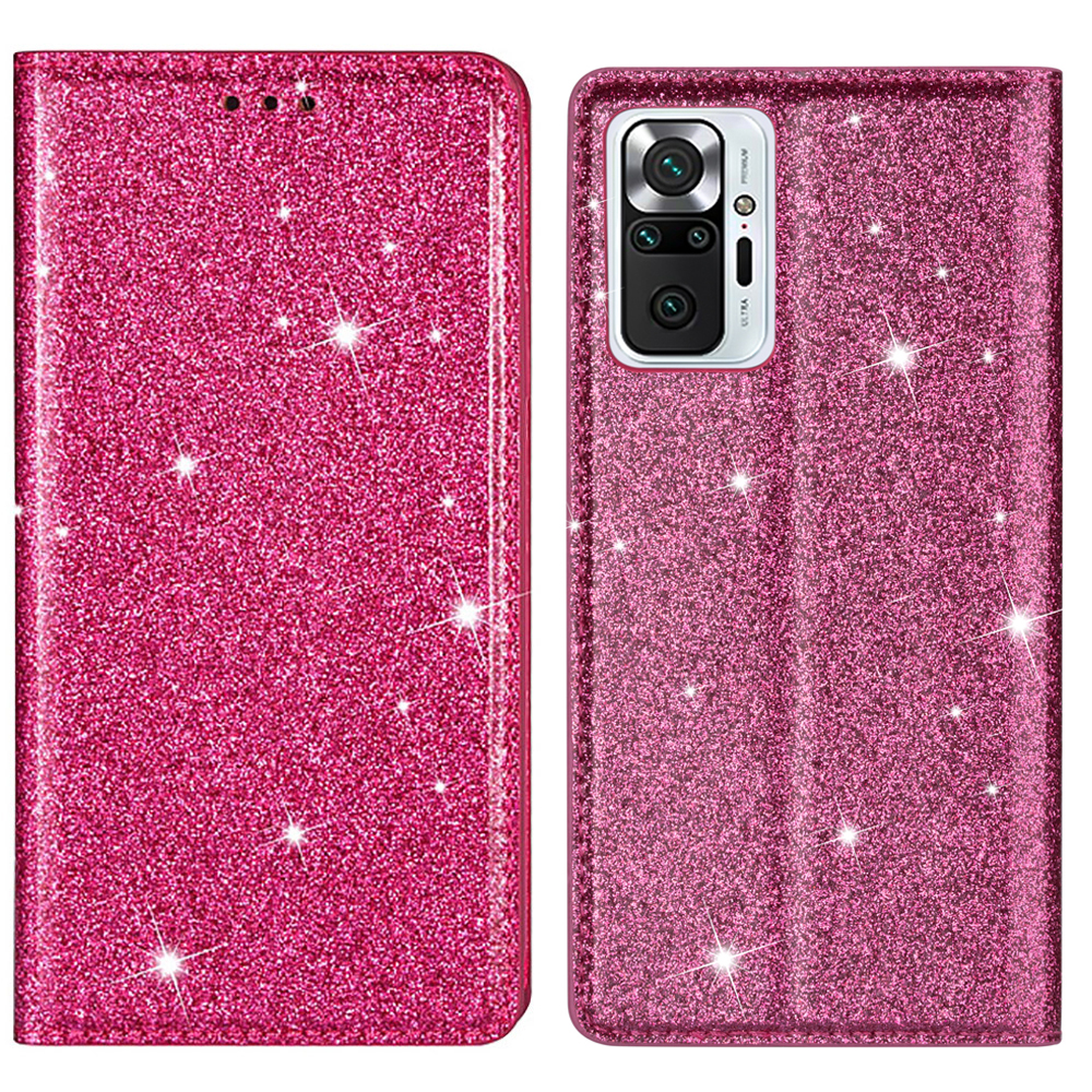 

Für Xiaomi Redmi Anmerkung 10 Pro 4G (indien)/(global) Glitter-pailletten Automatisch Absorbierte Ultradünne Lederstandgehäuse - Rose, Xiaomi Redmi Note 10 Pro 4G (Global)