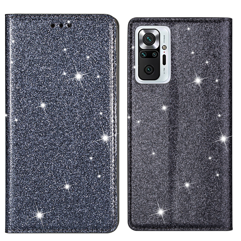 

Für Xiaomi Redmi Anmerkung 10 Pro 4G (indien)/(global) Glitter-pailletten Automatisch Absorbierte Ultradünne Lederstandgehäuse - Grau, Xiaomi Redmi Note 10 Pro 4G (Global)