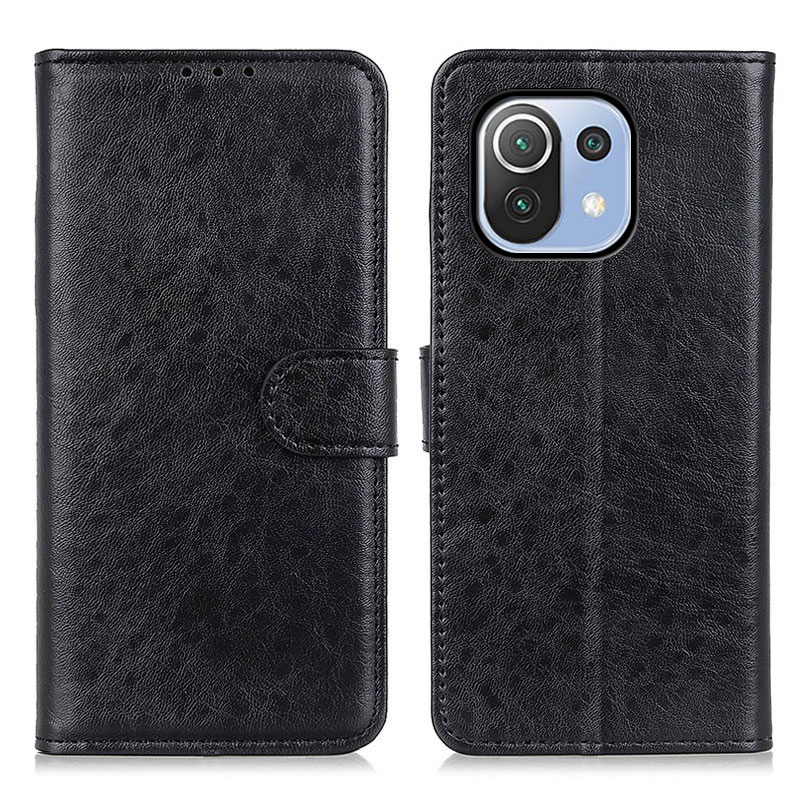 

Crazy Horse Wallet Leder Stand Hülle Für Xiaomi Mi 11 Lite 4g / 5g / 11 Lite 5G ne Cover - Schwarz, Xiaomi Mi 11 Lite 5G