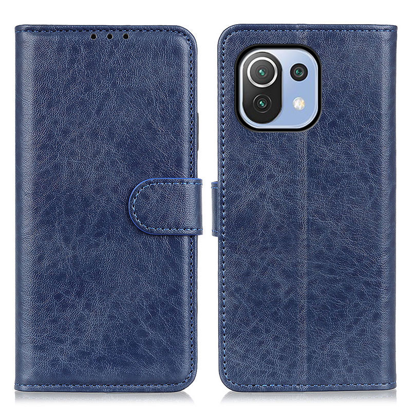 

Crazy Horse Wallet Leder Stand Hülle Für Xiaomi Mi 11 Lite 4g / 5g / 11 Lite 5G ne Cover - Blau, Xiaomi Mi 11 Lite 5G