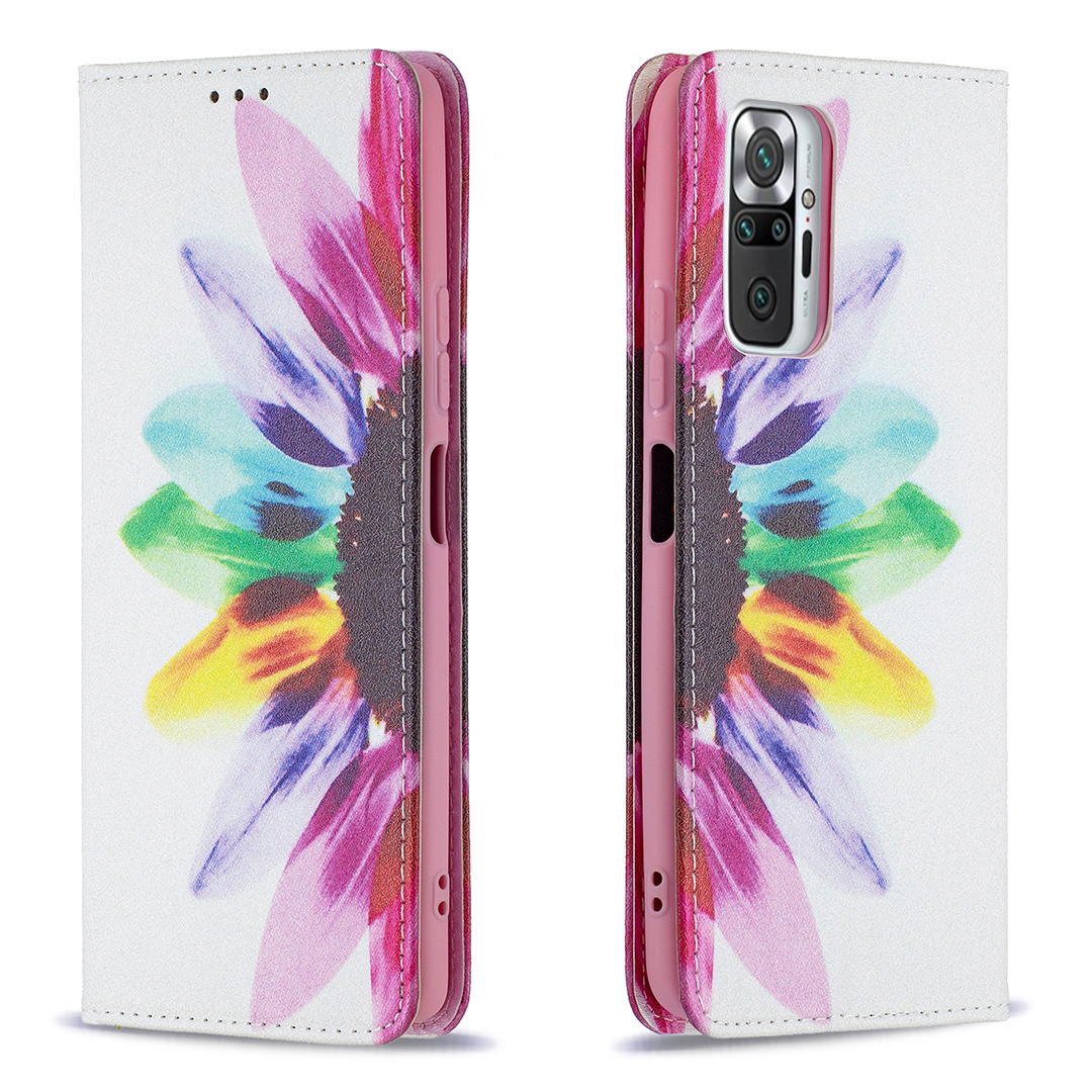 

Brieftasche Design Stylish Muster Druck Automatisch Absorbiertes Pu-ledergehäuse Mit Stand Für Xiaomi Redmi Note 10 Pro 4G (indien)/(global)/note 10 Pro Max - Sonnenblume, Xiaomi Redmi Note 10 Pro Max 4G