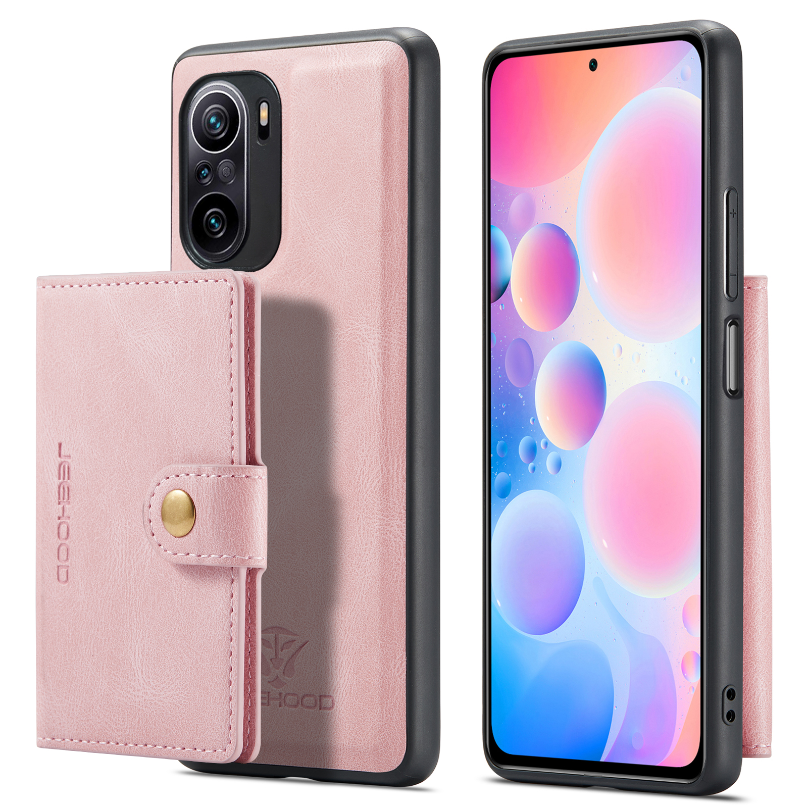 

Jugendliche Abnehmbare 2-in-1-Magnetverschluss-Geldbörsen-Design-Leder-beschichtetes TPU-Telefon-Kasten Für Xiaomi Redmi K40 / K40 PRO / K40 PRO + / MI 11I / POCO F3 - Rosengold., Xiaomi Redmi K40
