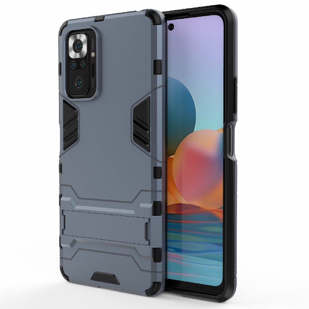 

2-in-1-kunststoff + TPU Hybrid Telefonhülle Cover Kickstand Shell Für Xiaomi Redmi Note 10 Pro - Blau, Xiaomi Redmi Note 10 Pro 4G (Global)
