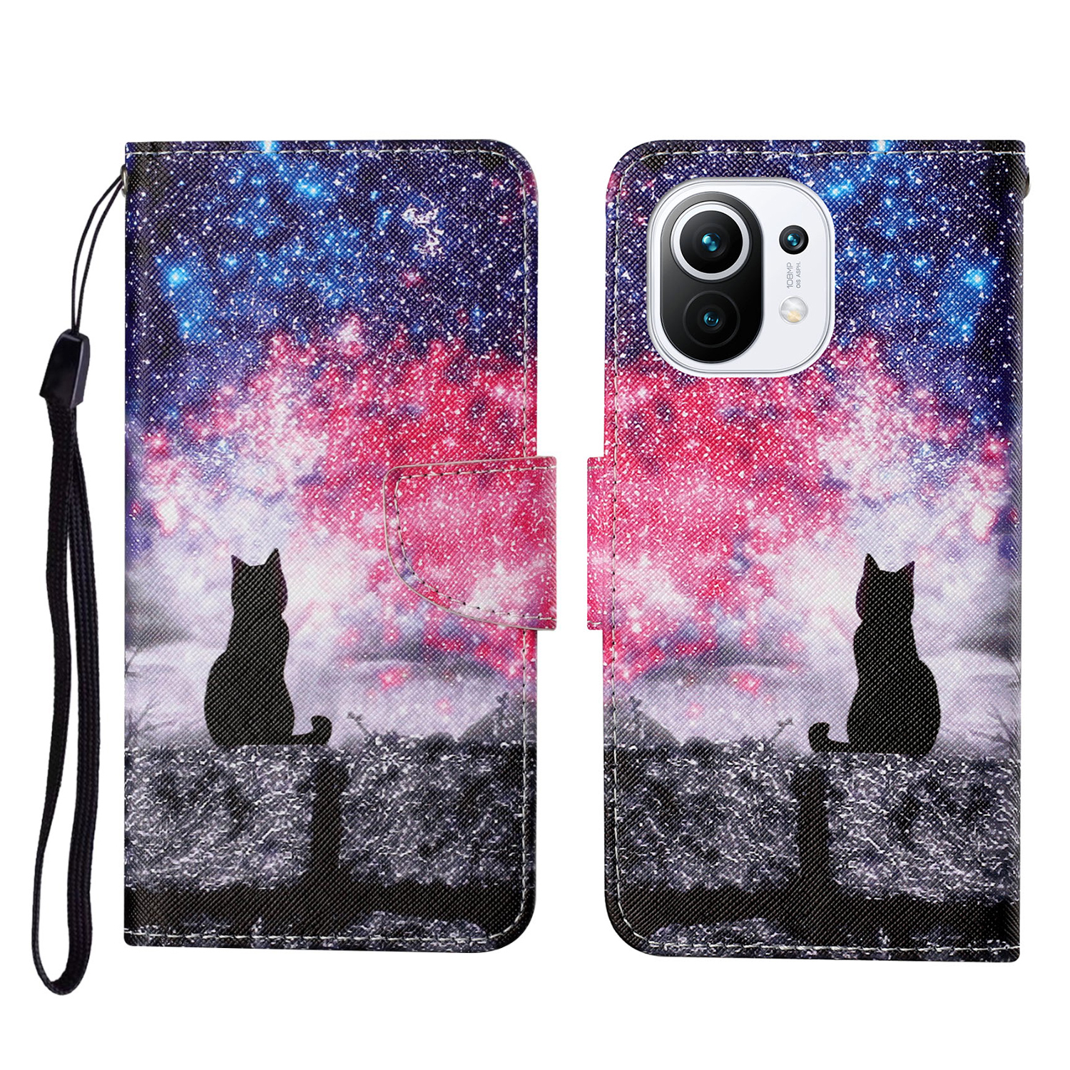 

Musterdruck Kreuz Textur PU-Leder Vollschutz Telefonabdeckung Fall Mit Ständer Für Xiaomi Mi 11 - Katze, Xiaomi Mi 11