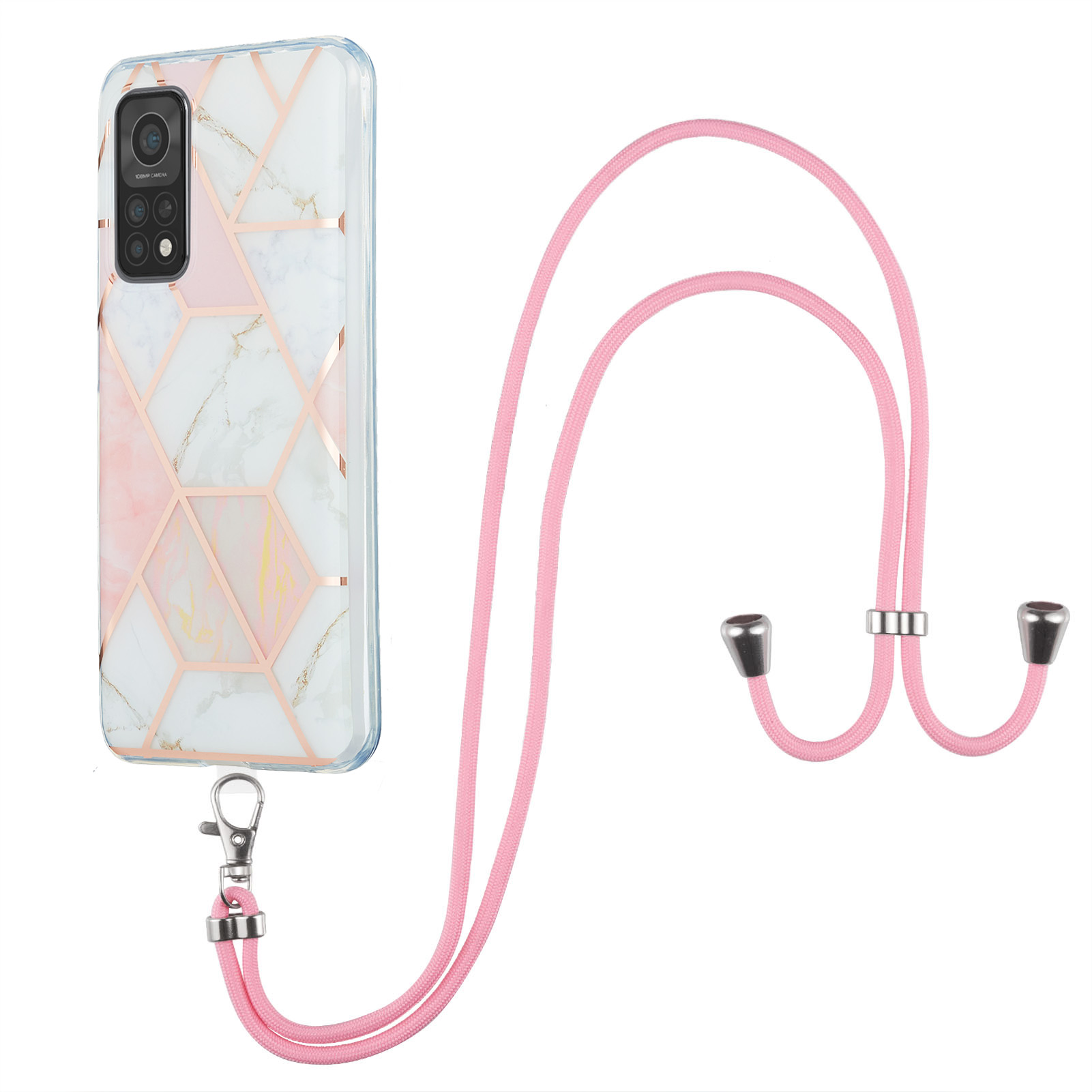 

Marmormuster IMD Galvanating Mobiltelefonkasten Mit Lanyard Für Xiaomi MI 10T 5G / MI 10T PRO 5G / Redmi K30s - Pink / Weiß, Xiaomi Mi 10T 5G