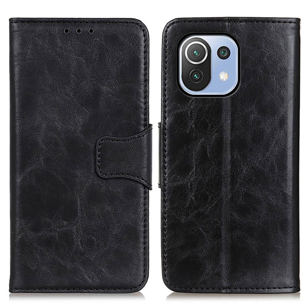 

Crazy Horse PU Leather Wallet Stand Protector Cover for Xiaomi Mi 11 Lite 4G / 5G / 11 Lite 5G NE - Black, Xiaomi Xiaomi Mi 11