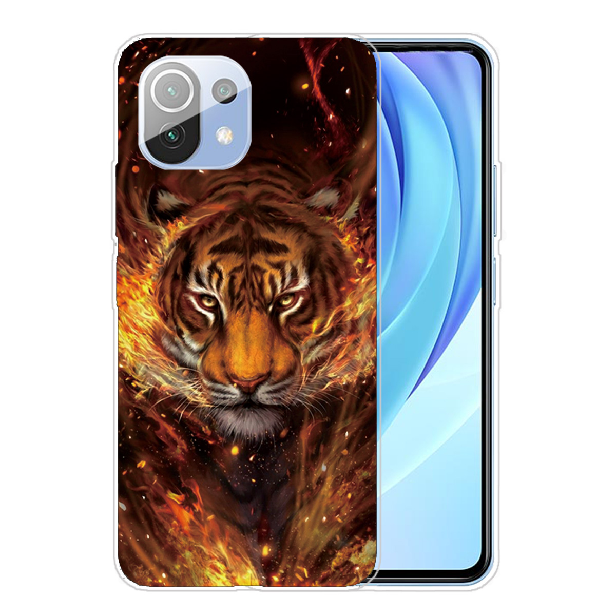 

Impression de Motif TPU Soft TPU Couvercle de Cas de Téléphone Pour Xiaomi Mi 11 Lite 4G / 5g / 11 Lite 5G NE - Flame Tiger, Xiaomi Xiaomi Mi 11 Lite 4G