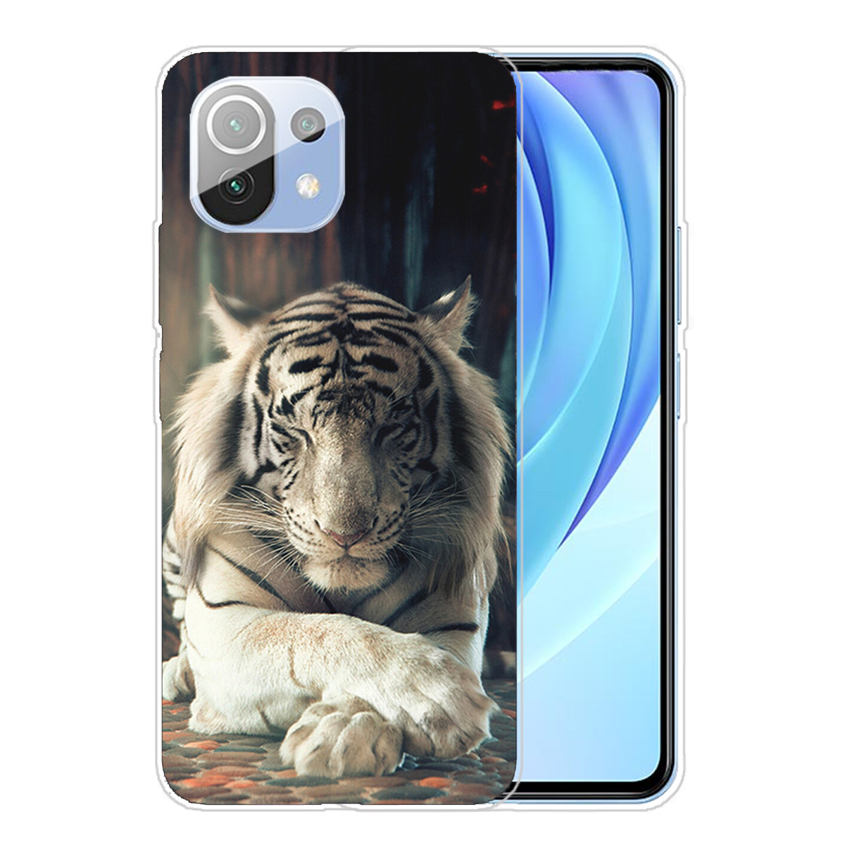 

Pattern Printing Soft TPU Phone Back Case Protector for Xiaomi Mi 11 - White Tiger, Xiaomi Xiaomi Mi 11