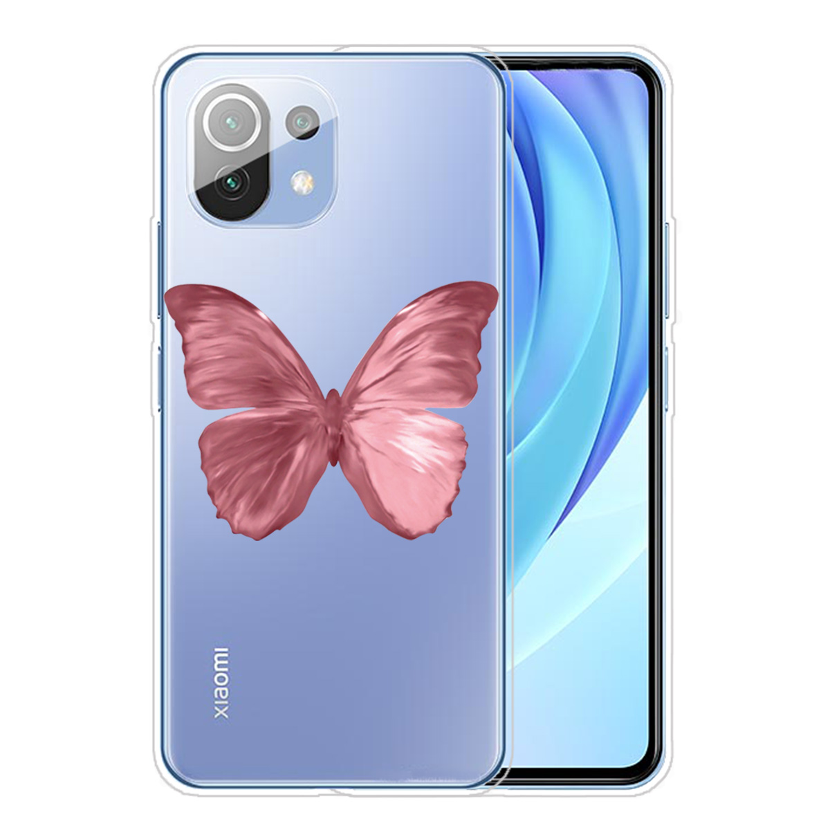 

Motif Imprimer Shell Soft Tpu Tpu Dos Case Protecteur Pour Xiaomi Mi 11 - Papillon Rose, Xiaomi Xiaomi Mi 11