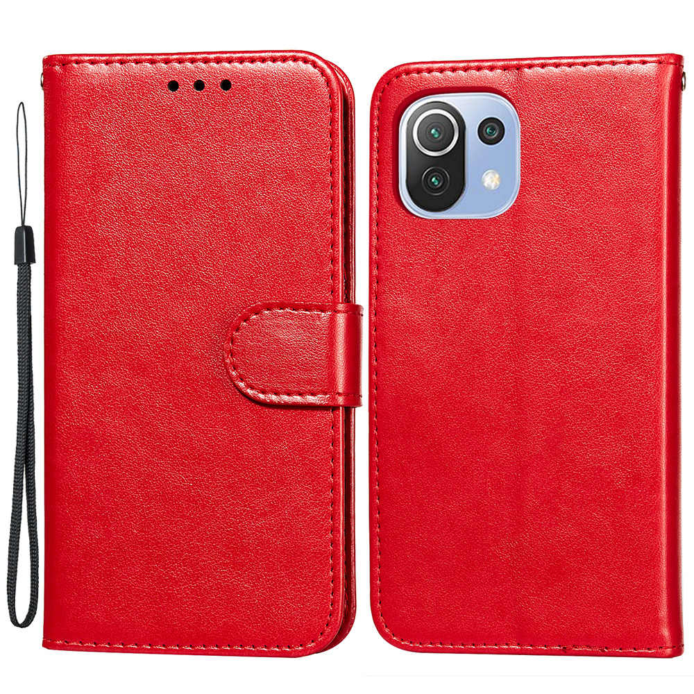 

Brieftasche Lederstand Cover Für Xiaomi Mi 11 Lite 4g / 5g / 11 Lite 5G NE - Rot, Xiaomi Mi 11 Lite 5G