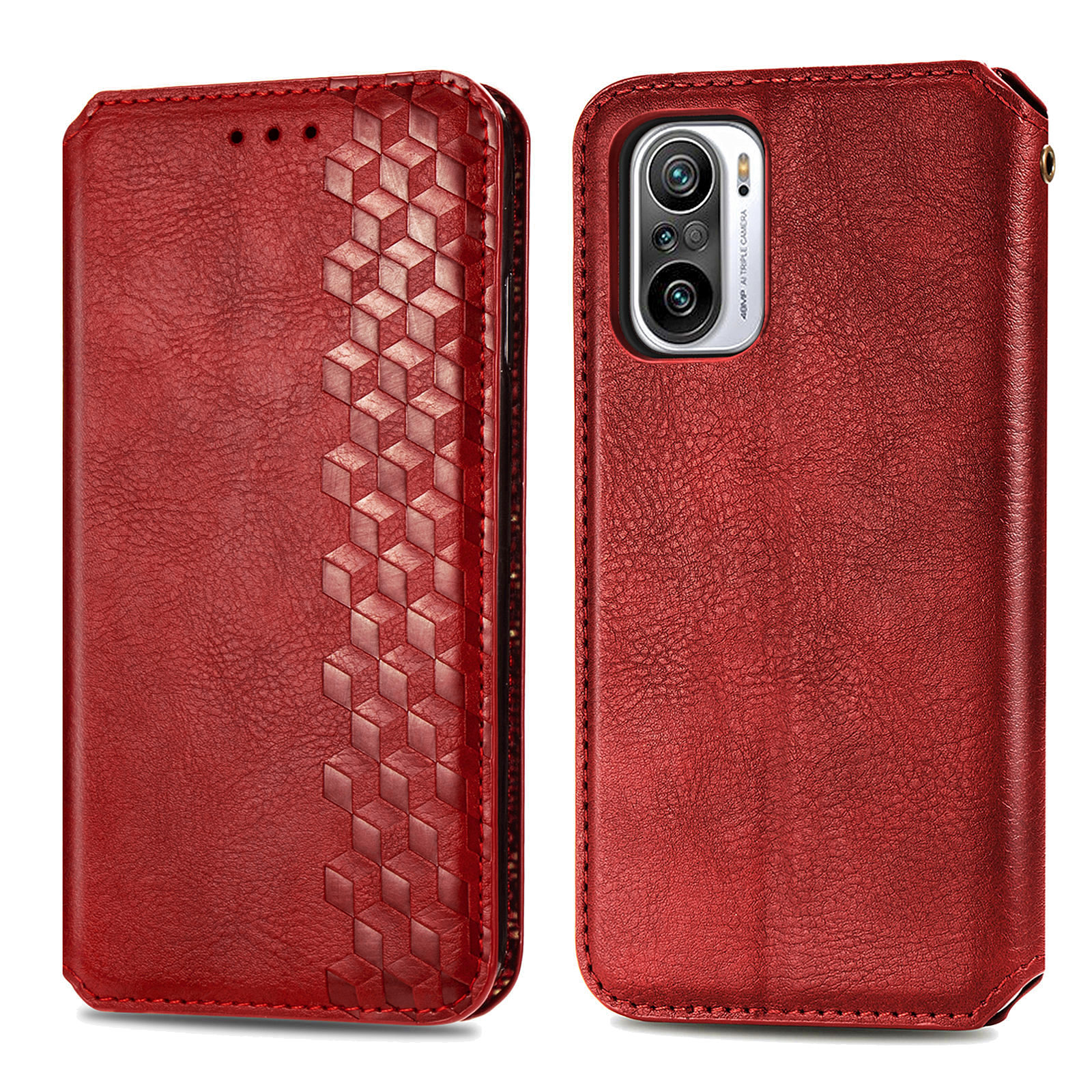

Rhombus Impression de Conception Aimant Anule Anule Absorbed PU Cuir Avec Support de Portefeuille Pour Xiaomi Redmi Note 10 Pro Max / Redmi Note 10 Pro (version Ue) - Rouge, Xiaomi Xiaomi Redmi Note 10 Pro