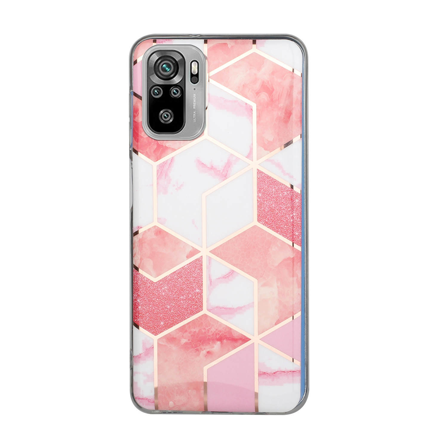

Marmormuster Splicing Galvaning IMD Phone Protector Case Für Xiaomi Redmi Hinweis 10 4G / Redmi Note 10s - Rosenglitter-Sampinen, Xiaomi Redmi Note 10 4G