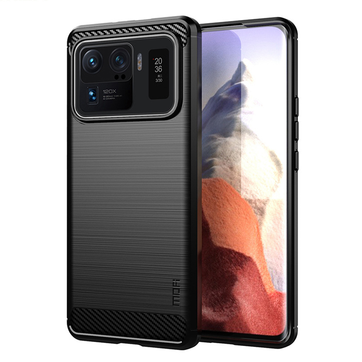 

MOFI Brushed Carbon Fiber Design Soft TPU Cover Well-Protected Case for Xiaomi Mi 11 Ultra - Black, Xiaomi Mi 11 Ultra