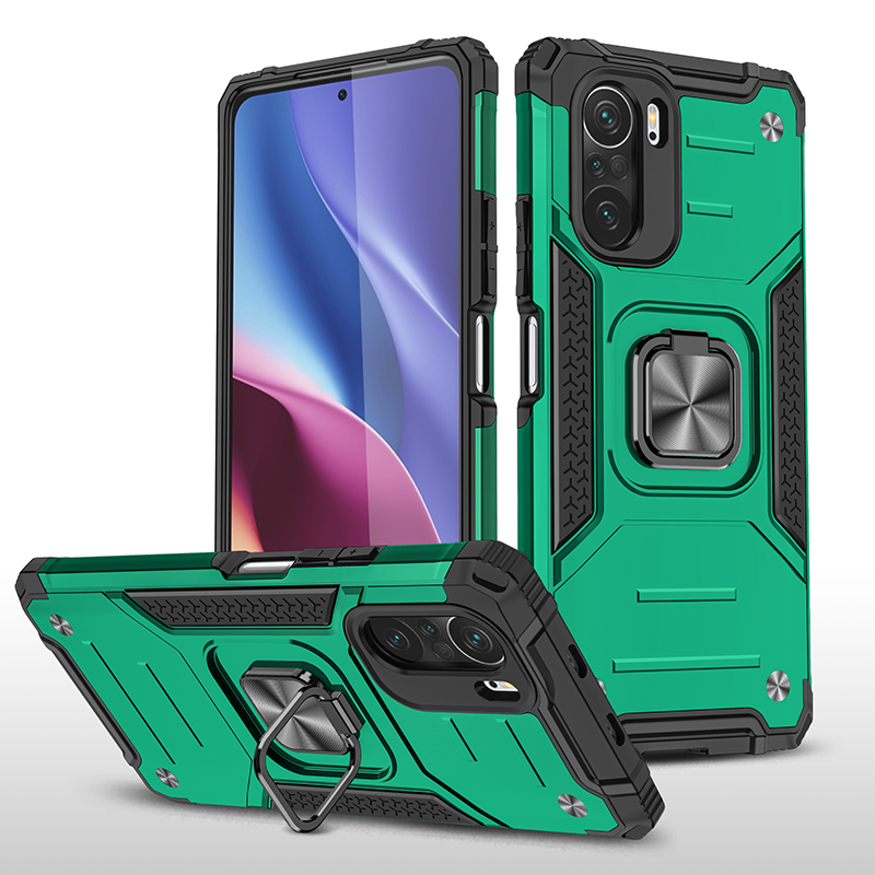 

Abnehmbarer TPU -pc -abdeckring Mit Metallblech Für Xiaomi Redmi K40/K40 Pro/Mi 11i/Poco F3/K40 Pro+ - Schwarzgrün, Xiaomi Redmi K40