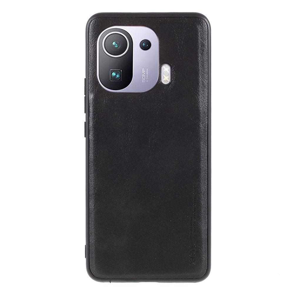 

X-level-tpu-telefonschale Mit Vintage-stil-pu-leder Für Xiaomi Mi 11 Pro - Schwarz, Xiaomi Mi 11 Pro
