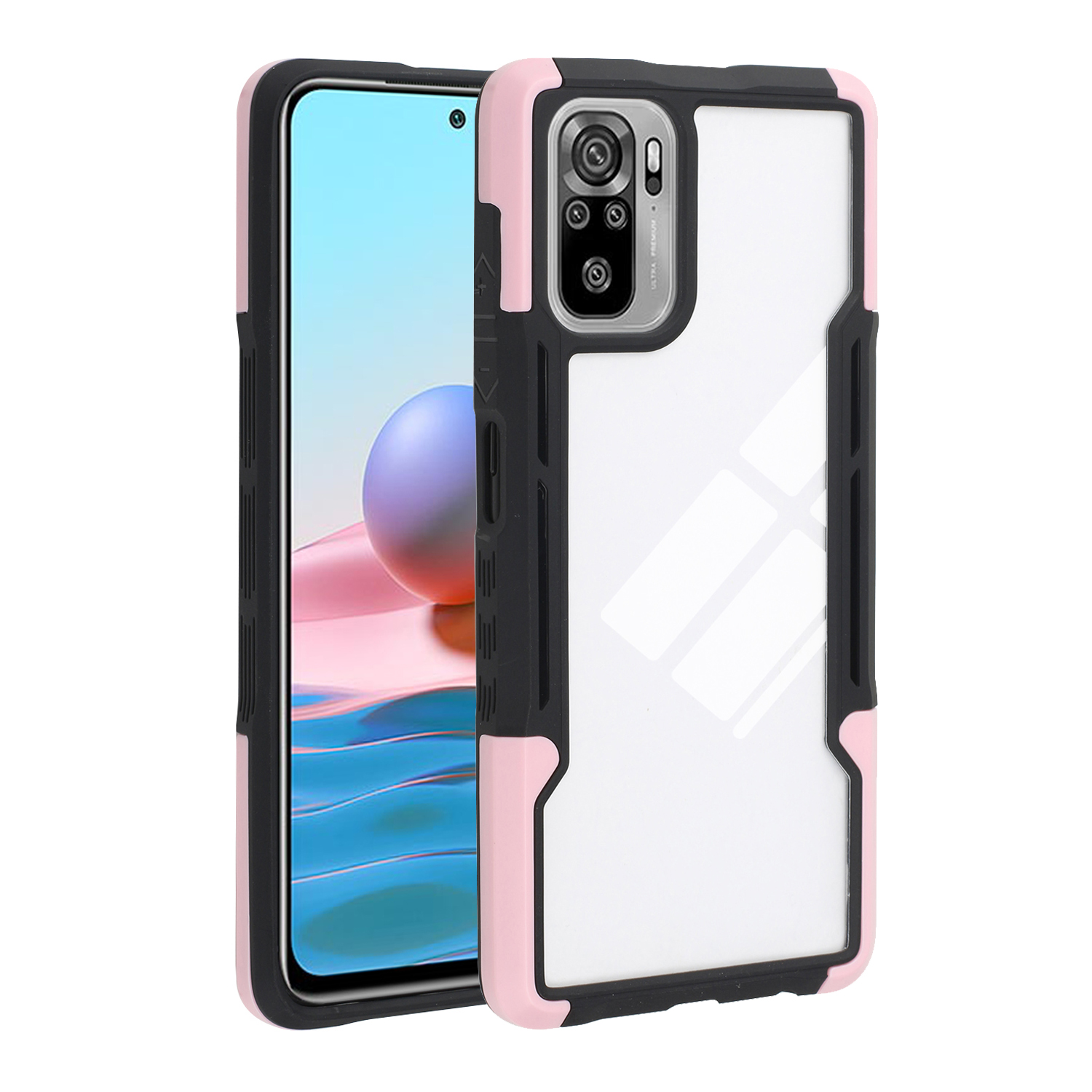 

TPU + Acrylhybridabdeckung Für Xiaomi Redmi Anmerkung 10 4G/Note 10s Mobiltelefone Well -schutzhülle Shell - Schwarz / Rosa, Xiaomi Redmi Note 10S 4G