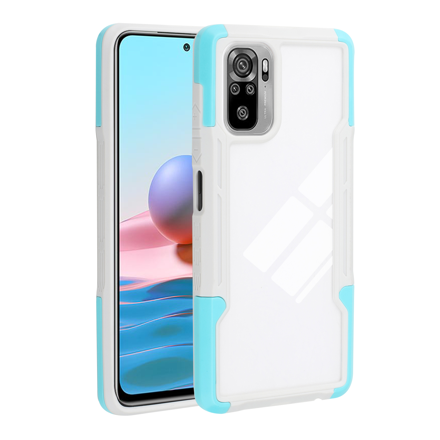 

TPU + Acrylhybridabdeckung Für Xiaomi Redmi Anmerkung 10 4G/Note 10s Mobiltelefone Well -schutzhülle Shell - Weiß / Blau, Xiaomi Redmi Note 10S 4G