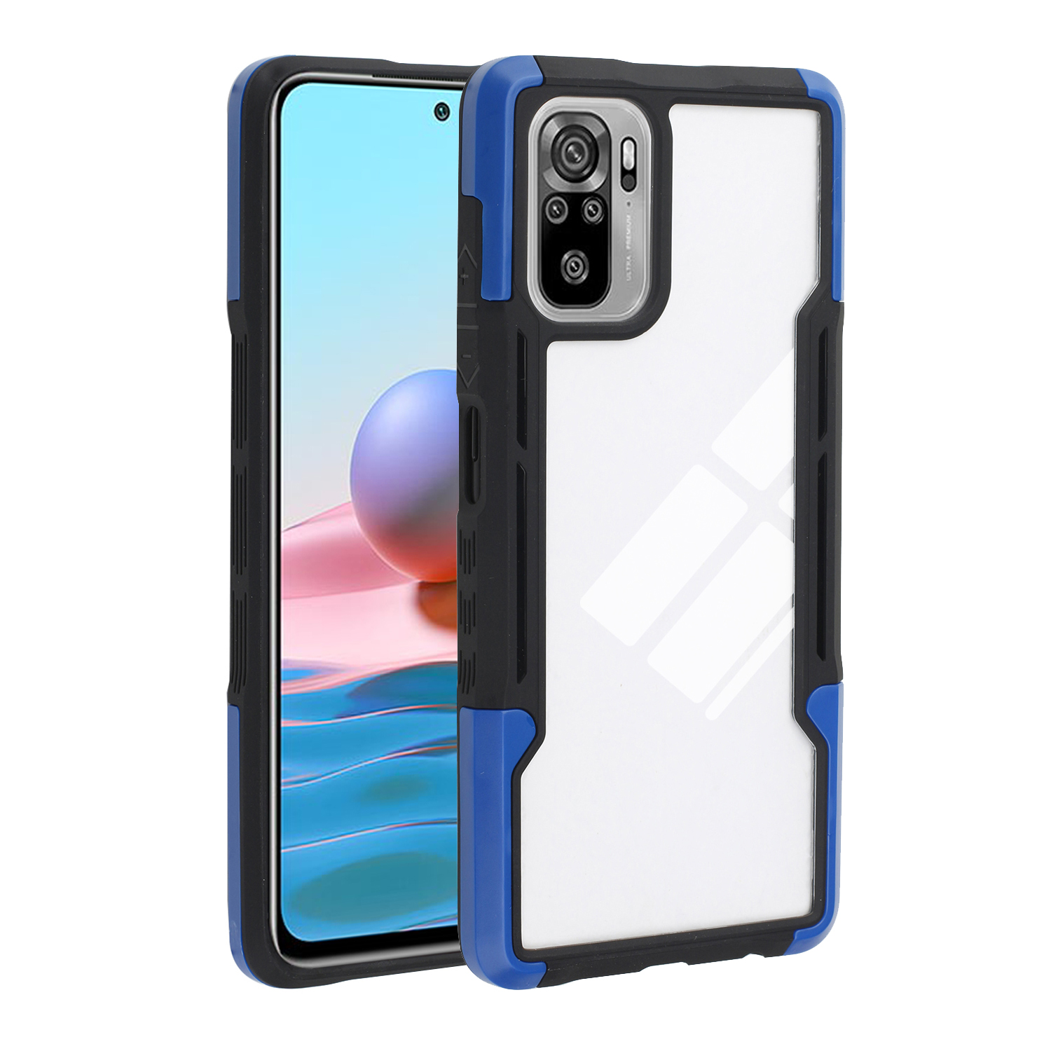 

TPU + Acrylhybridabdeckung Für Xiaomi Redmi Anmerkung 10 4G/Note 10s Mobiltelefone Well -schutzhülle Shell - Schwarz / Blau, Xiaomi Redmi Note 10S 4G
