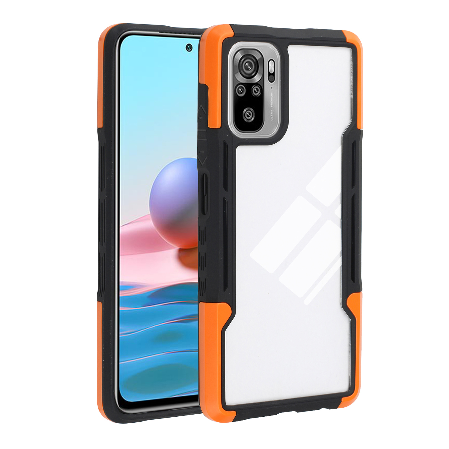 

TPU + Acrylhybridabdeckung Für Xiaomi Redmi Anmerkung 10 4G/Note 10s Mobiltelefone Well -schutzhülle Shell - Schwarz / Orange, Xiaomi Redmi Note 10S 4G