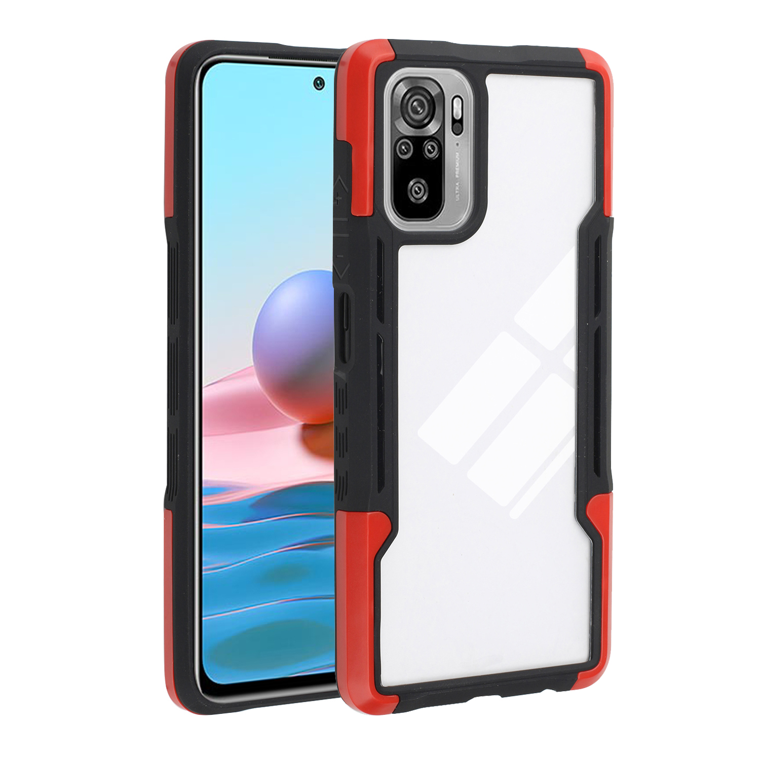 

TPU + Acrylhybridabdeckung Für Xiaomi Redmi Anmerkung 10 4G/Note 10s Mobiltelefone Well -schutzhülle Shell - Schwarz / Rot, Xiaomi Redmi Note 10S 4G