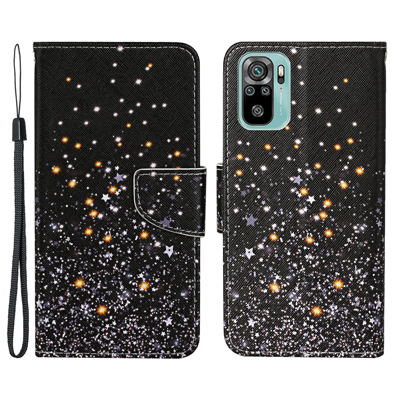 

Pattern Printing Leather Wallet Stand Case Protector Cover for Xiaomi Redmi Note 10 4G/Note 10S - Glittery Element, Xiaomi Redmi Note 10 4G