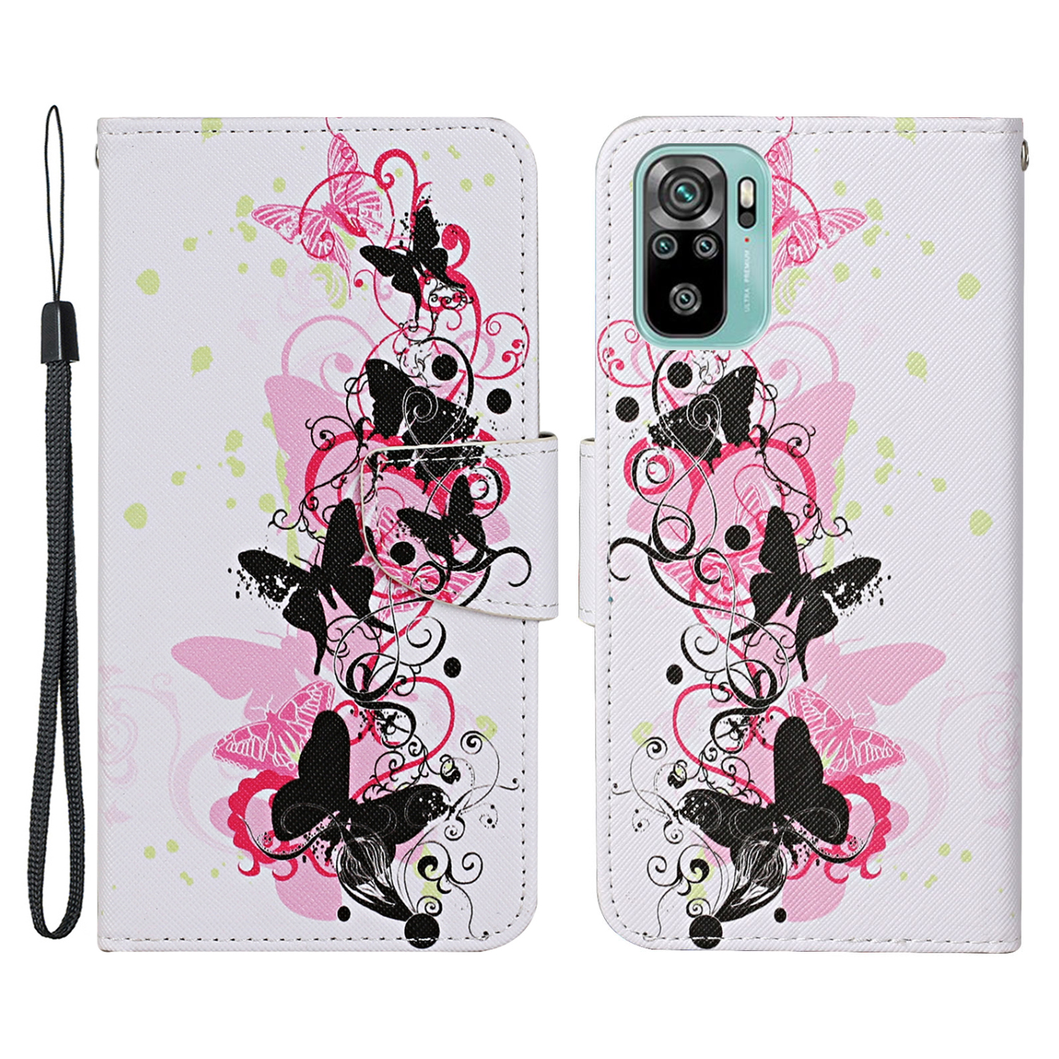 

Pattern Printing Leather Wallet Stand Case Protector Cover for Xiaomi Redmi Note 10 4G/Note 10S - Butterflies, Xiaomi Redmi Note 10 4G