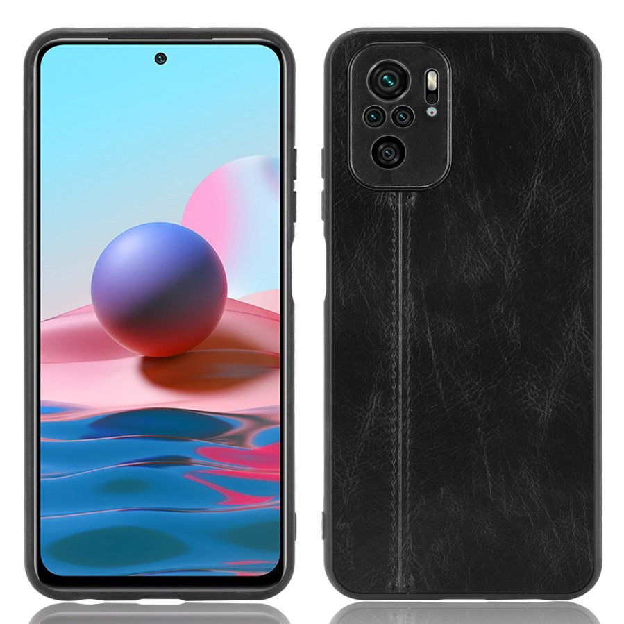 

PU Lederbeschichtete PC + TPU -mobiltelefonhülle Für Xiaomi Redmi Note 10 4g / Redmi Note 10s - Schwarz, Xiaomi Redmi Note 10S 4G