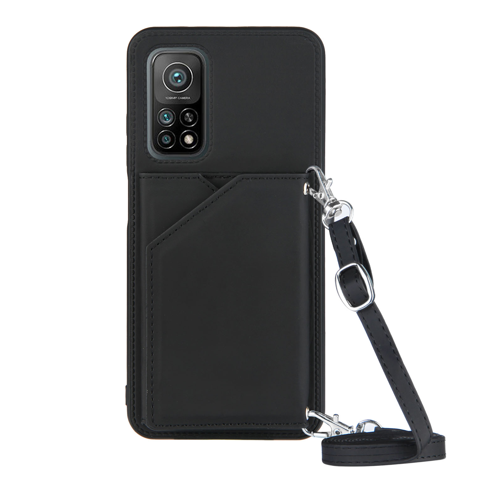 

Standkartenhalter Gummierte Lederhaut TPU -telefonhülle Für Xiaomi Mi 10T 5G / 10t Pro 5g - Schwarz, Xiaomi Mi 10T 5G