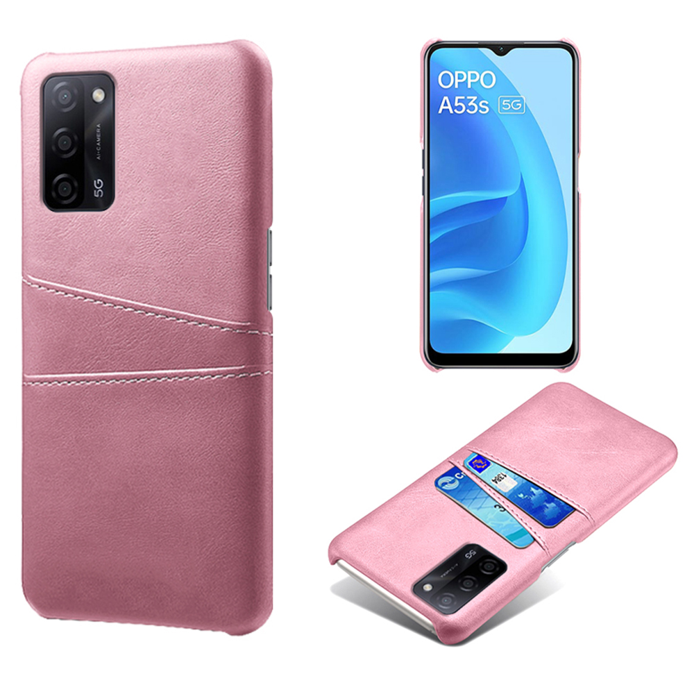 

KSQ Schocksicherer Leder -pc -harthülle Mit Kartenhalter Für Oppo A55 5g/a53s 5G - Roségold, Oppo A53s 5G