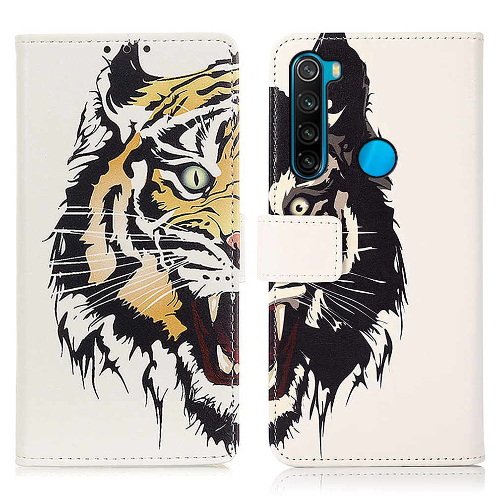 

Pattern Printing Wallet Leather Stand Case with Card Slots for Xiaomi Redmi Note 8 2021 - Tiger