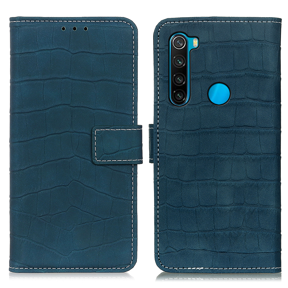 

Wallet Stand Design Crocodile Texture Leather Folio Flip Case for Xiaomi Redmi Note 8 2021 - Green
