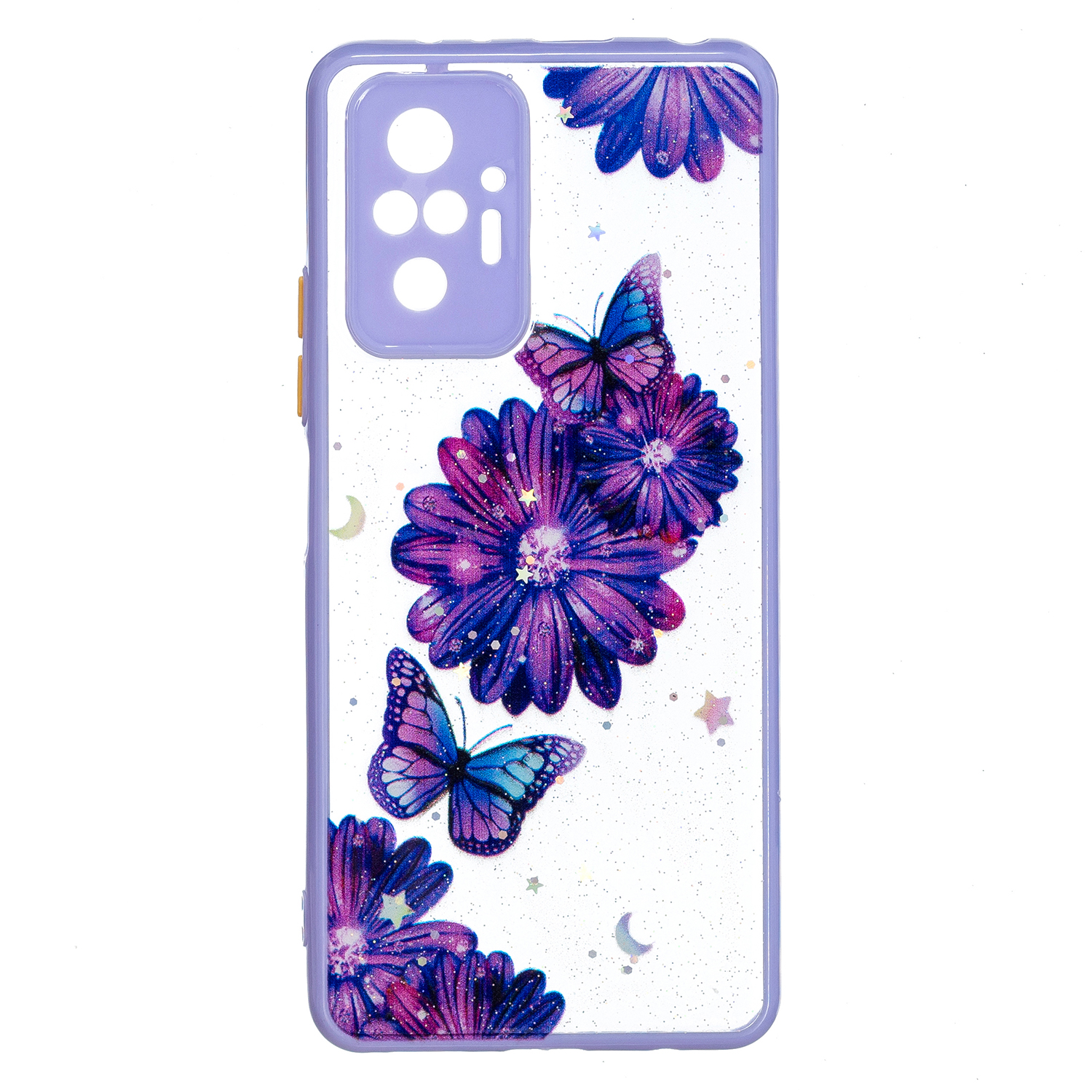 

Modèle Mignon De Conception Transparente Acrylique Dure Avec Le Couvercle De Boîtier De Protection De Pare-chocs TPU Pour Xiaomi Redmi Note 10 Pro (Global) / Note 10 Pro 4G (Inde) / Note 10 Pro Max - Papillon Pourpre Fleur