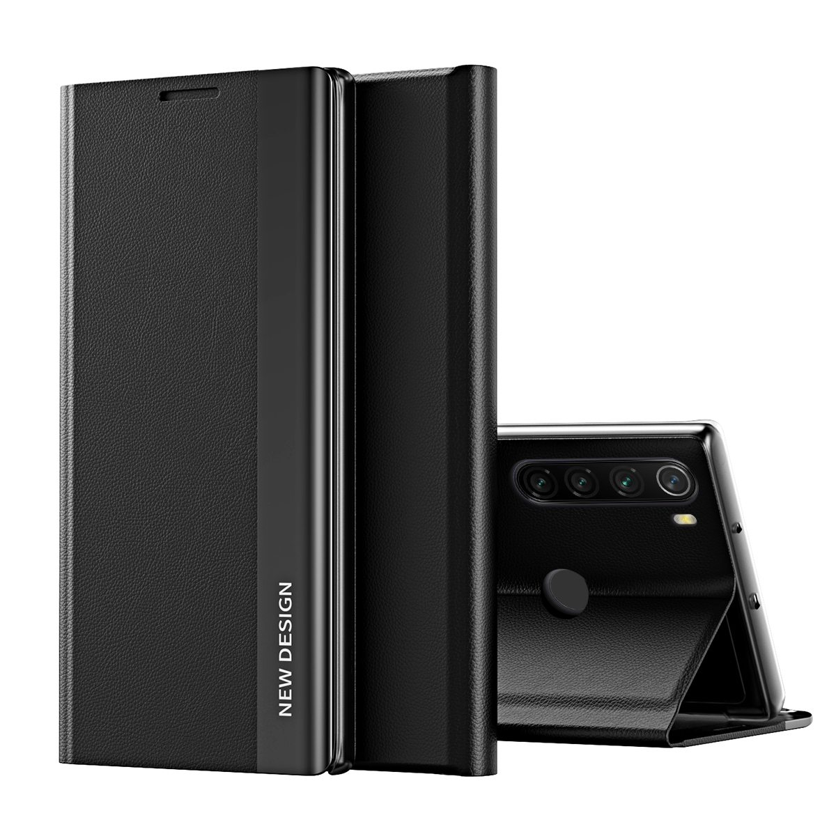 

PU Leder Auto-absorbiertes Stand Phone Hülle Hülle Für Xiaomi Redmi Note 8t - Schwarz, Xiaomi Redmi Note 8T
