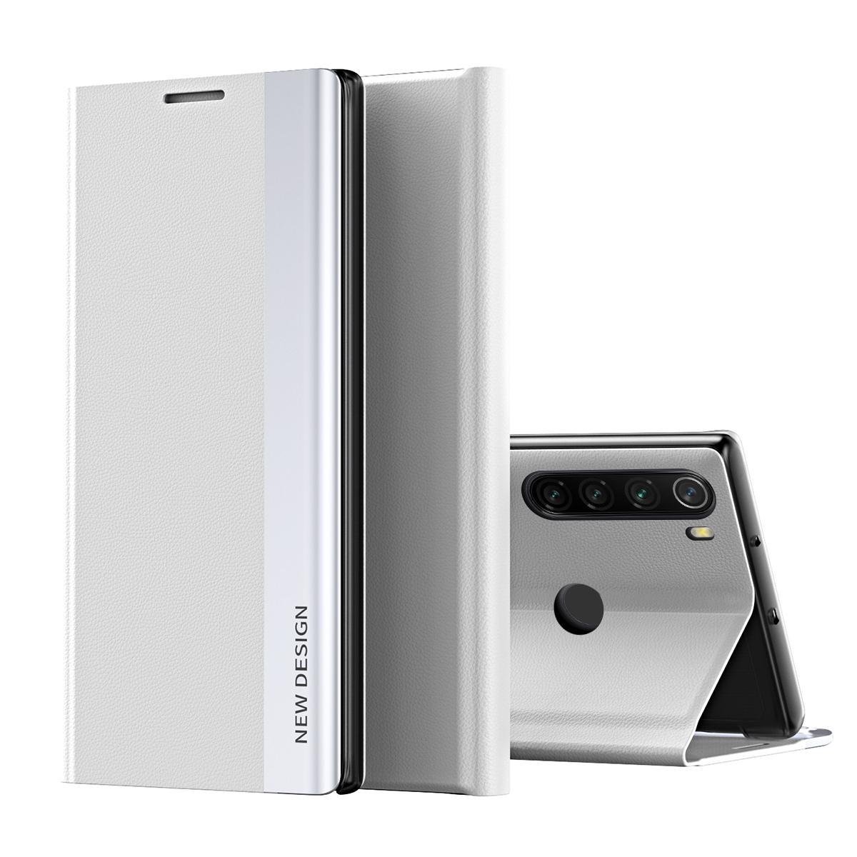 

PU Leder Auto-absorbiertes Stand Phone Hülle Hülle Für Xiaomi Redmi Note 8t - Silber-, Xiaomi Redmi Note 8T