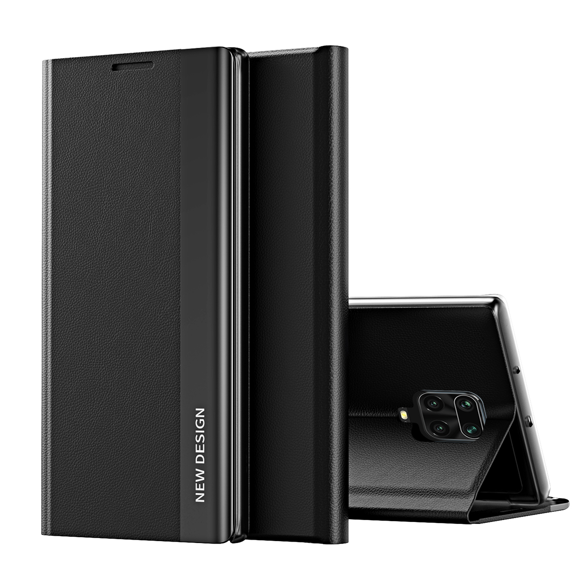 

Drop Resistente PU Leder -telefonständer Hülle Für Xiaomi Redmi Note 9s/9 Pro/9 Pro Max - Schwarz, Xiaomi Redmi Note 9S 4G