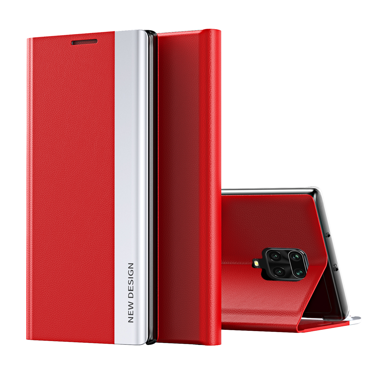 

Drop Resistente PU Leder -telefonständer Hülle Für Xiaomi Redmi Note 9s/9 Pro/9 Pro Max - Rot, Xiaomi Redmi Note 9S 4G